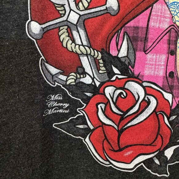 Low Brow Art Co. Miss Cherry Martini Racer Back Tank Top Mod Pin Up Altered Med - Picture 6 of 12